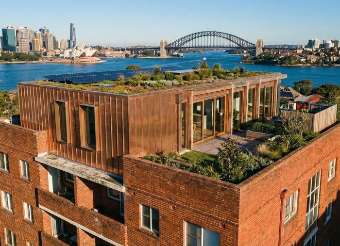 Australian rooftops with open sky above